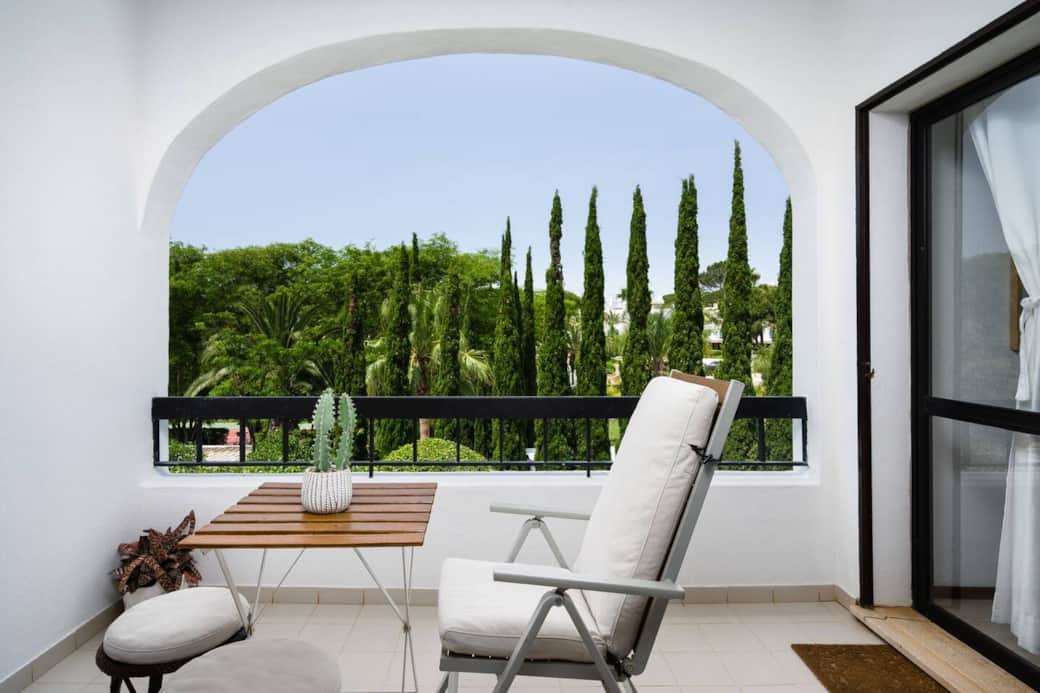 Balcony shared by the two double rooms on the first floor with a seating area, perfect for reading and listing to the birds Balcony shared by the two double rooms on the first floor with a seating area, perfect for reading and listing to the birds