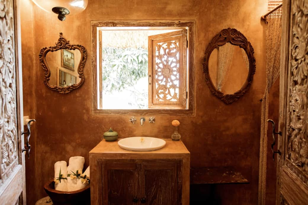 master bathroom with garden view