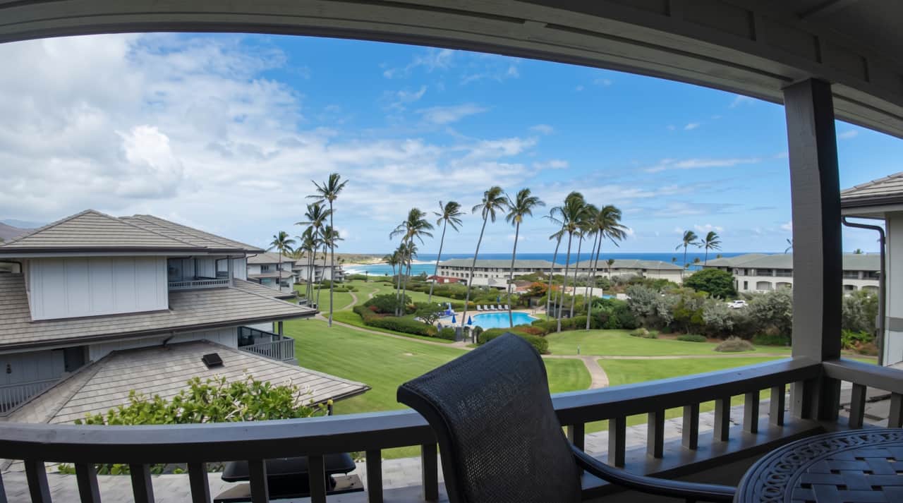Enjoy beautiful ocean, resort, and pool views from the private lanai.