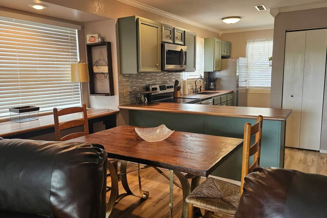 Designated work space and dining area.