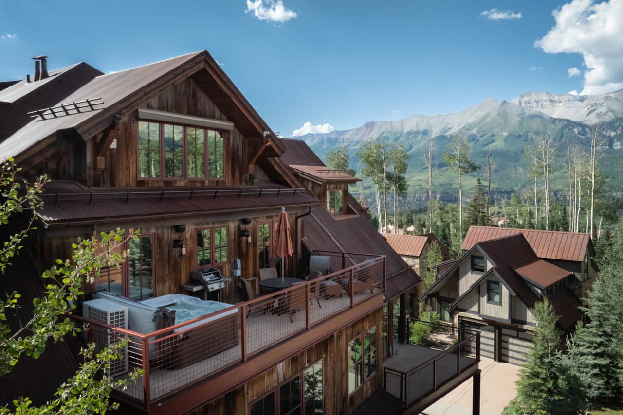 Private deck at the Veranda at Trails Edge with unobstructed mountain views and private hot tub