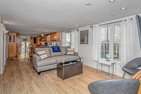 Open floor plan with spacious living room, dining room and kitchen!