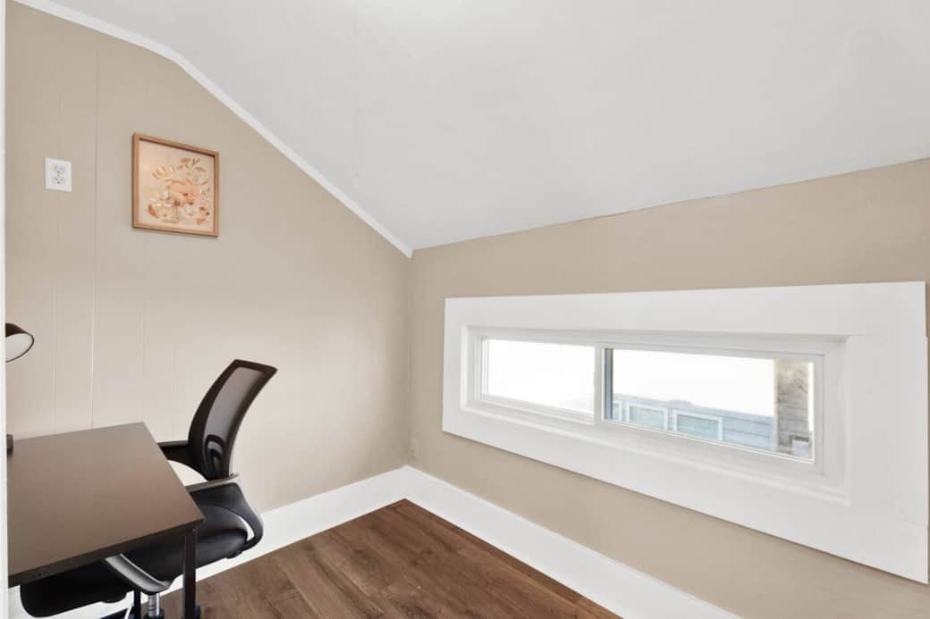 Dedicated workspace. Ethernet and WiFi connection. Power strip in the room.