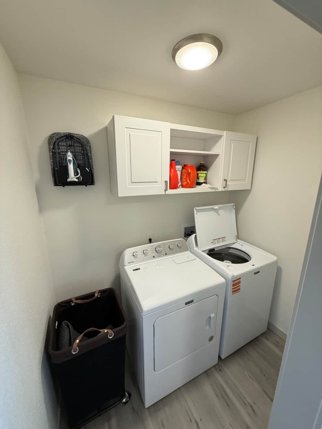 Enjoy the convenience of in-unit laundry with a full-size washer and dryer, detergent and dryer sheets provided, plus an iron, ironing board, and laundry basket to keep things fresh during your stay. Enjoy the convenience of in-unit laundry with a full-size washer and dryer, detergent and dryer sheets provided, plus an iron, ironing board, and laundry basket to keep things fresh during your stay.