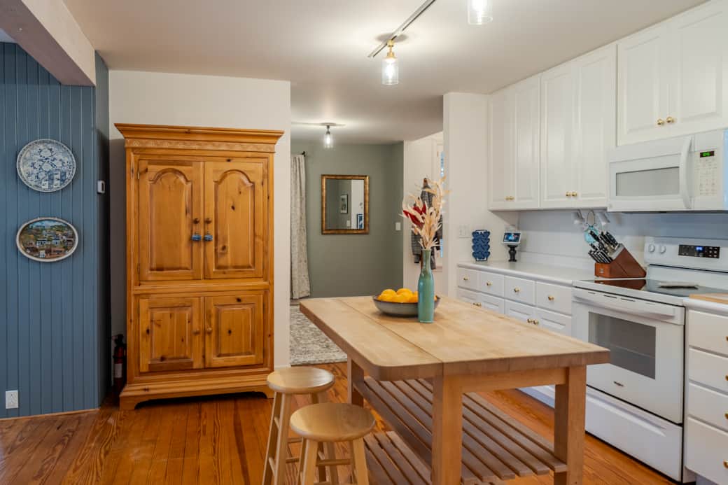 Kitchen with large pantry cabinet