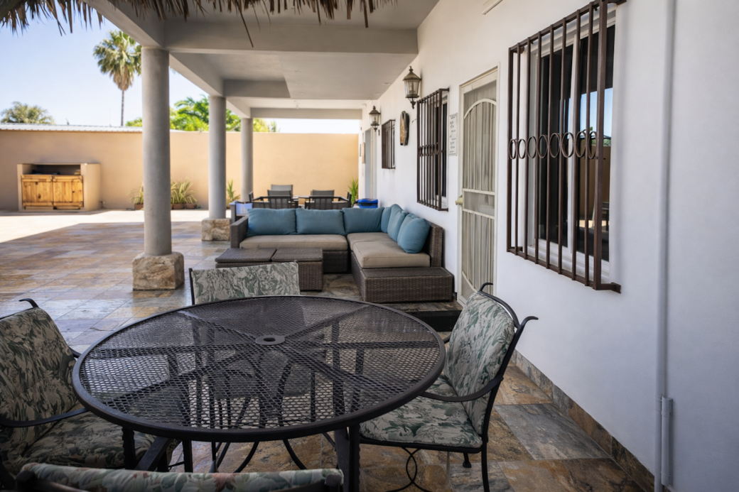 Relaxing outdoor patio with tropical touches