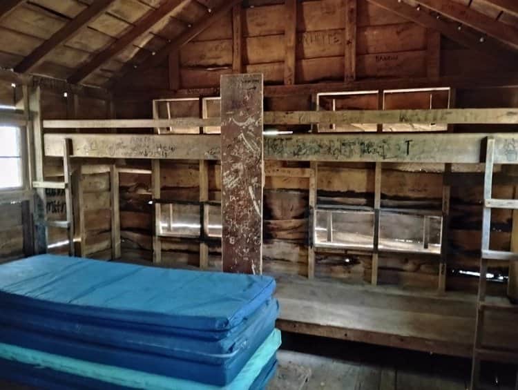 Cabin interior - Mattresses are provided.  Guests provide their own bedding