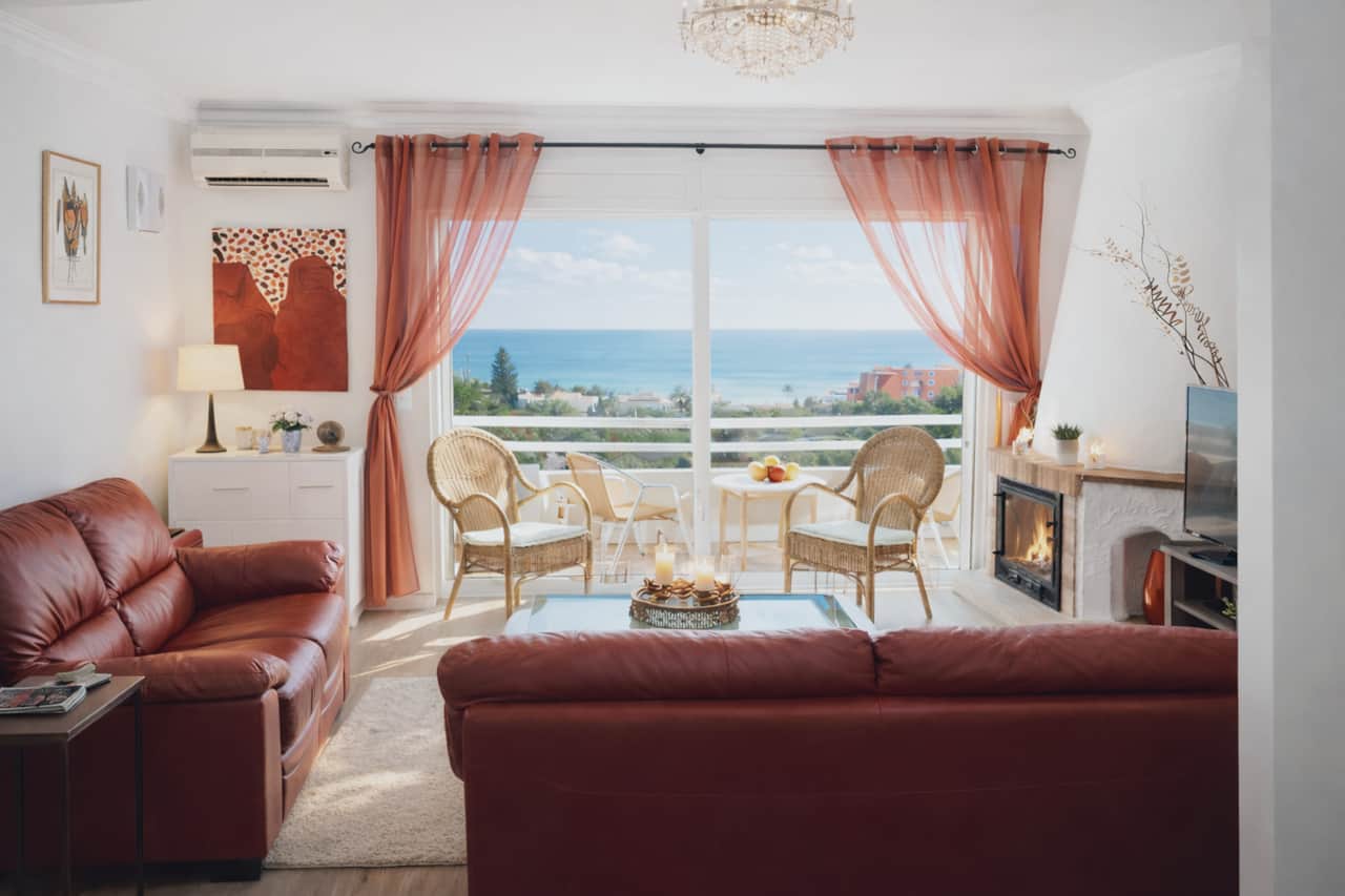 Living room looking out to the sea