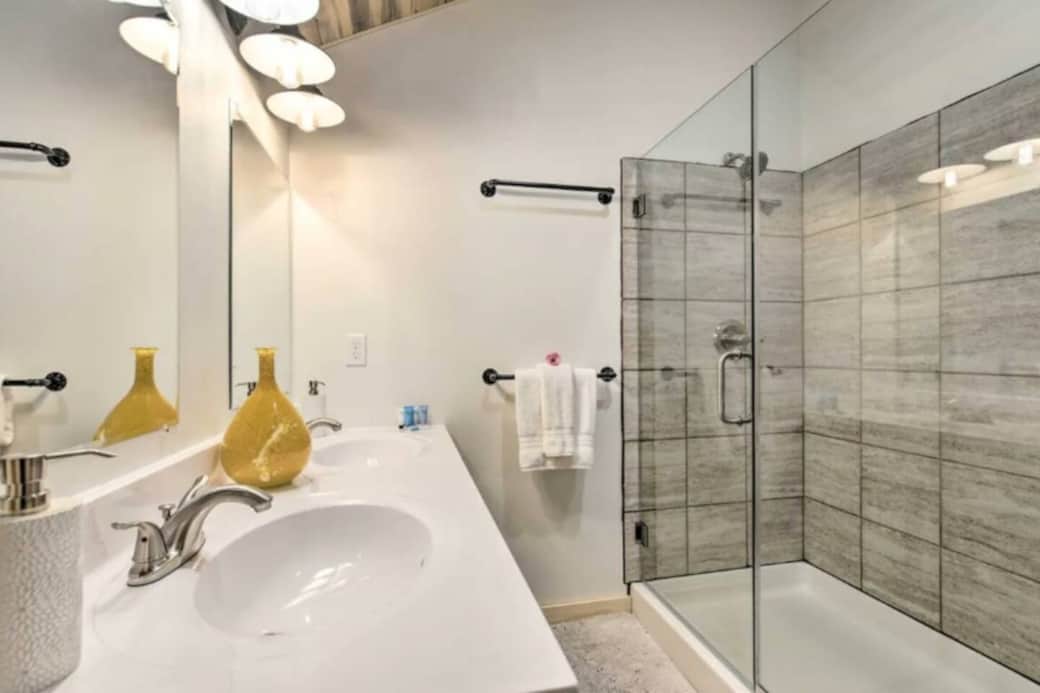 Large master bath with an attached walk-in closet