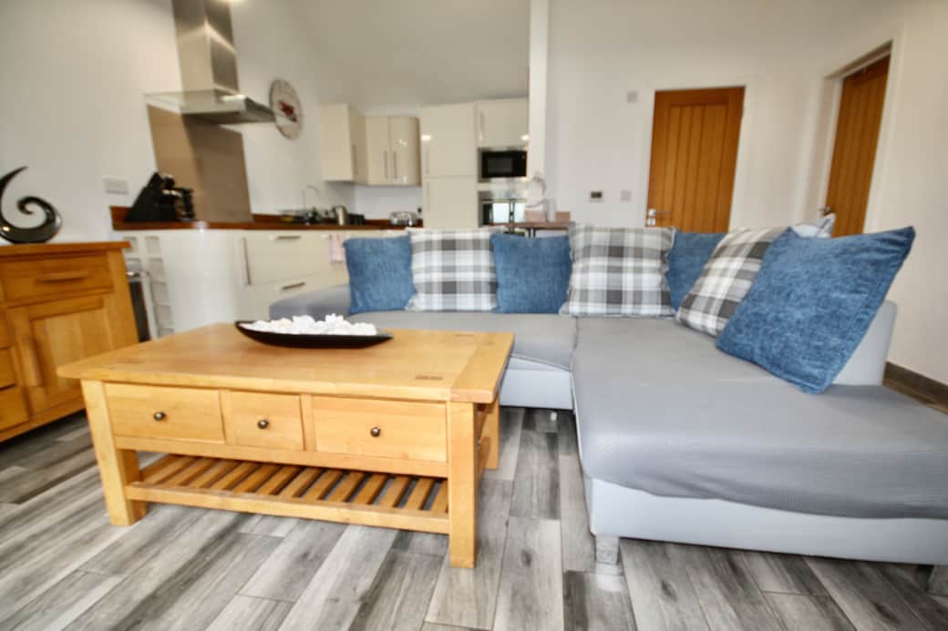 Open plan lounge with kitchen area Open plan lounge with kitchen area