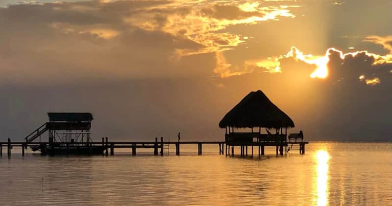 Dock palapa at sunset