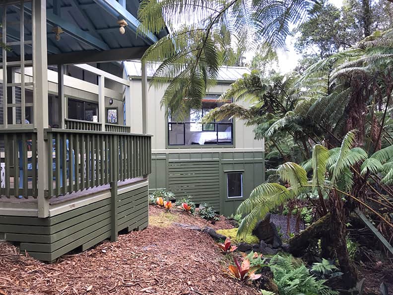 The back lanais and converted artist studio have stunning views of the rainforest.