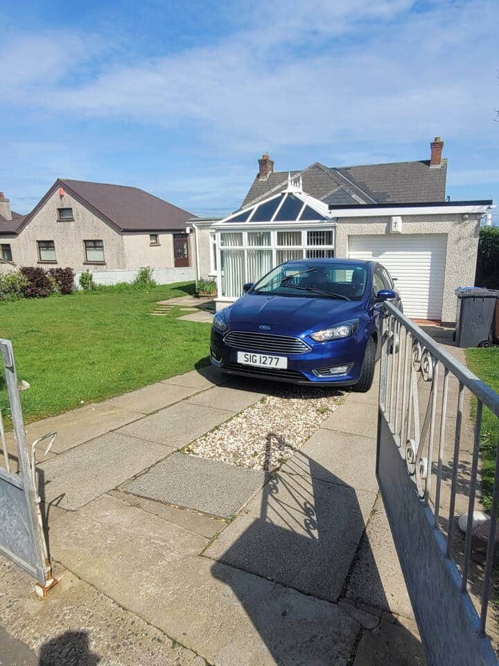 Plenty of space to park inside the gates of the property. Also parking on the road outside the gates and on the grass at the front of the property.
