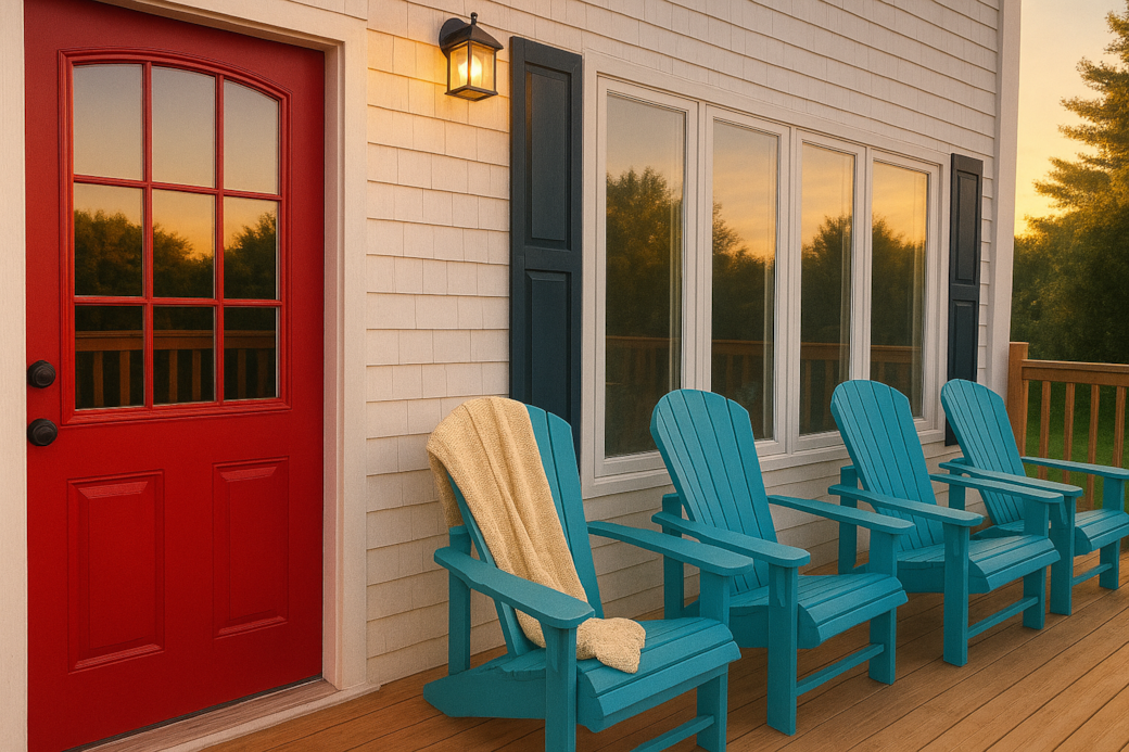 The deck overlooking the garden where deer will make a daily appearance and you can catch a sunrise