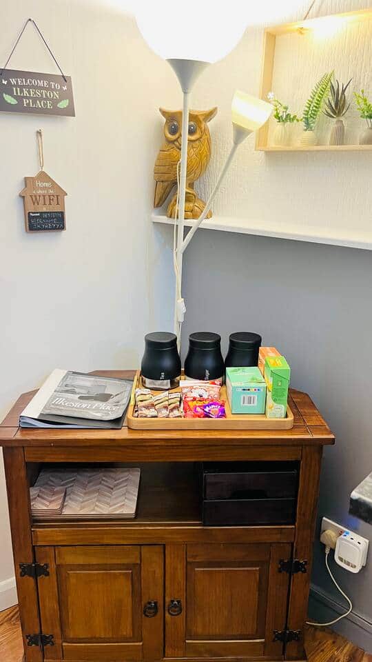 Coffee, tea station - variety of herbal teas including lemon green tea, mint tea, black tea, sugar and instant coffee, hot chocolate sachets, individual biscuit packets Coffee, tea station - variety of herbal teas including lemon green tea, mint tea, black tea, sugar and instant coffee, hot chocolate sachets, individual biscuit packets