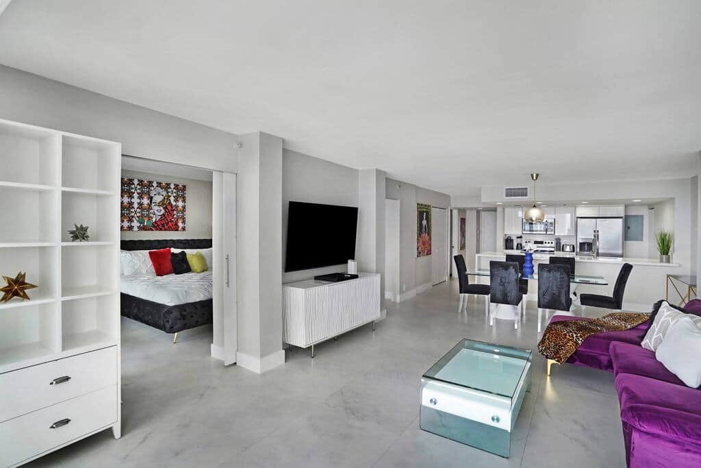 Living room, Roku tv, balcony access