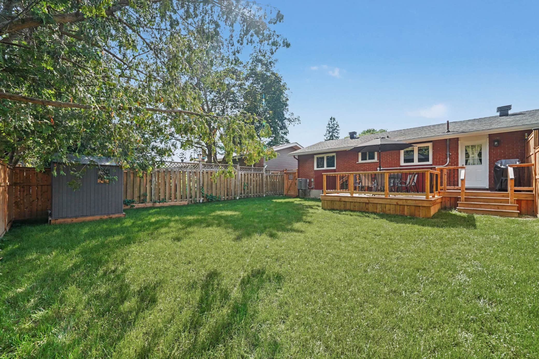 Private, fully fenced backyard.