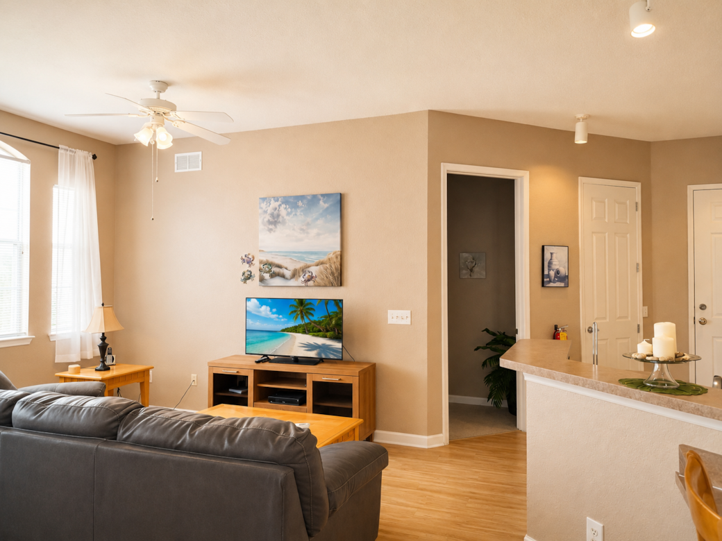 Living room features a Google TV with Zumo streaming and Spectrum cable