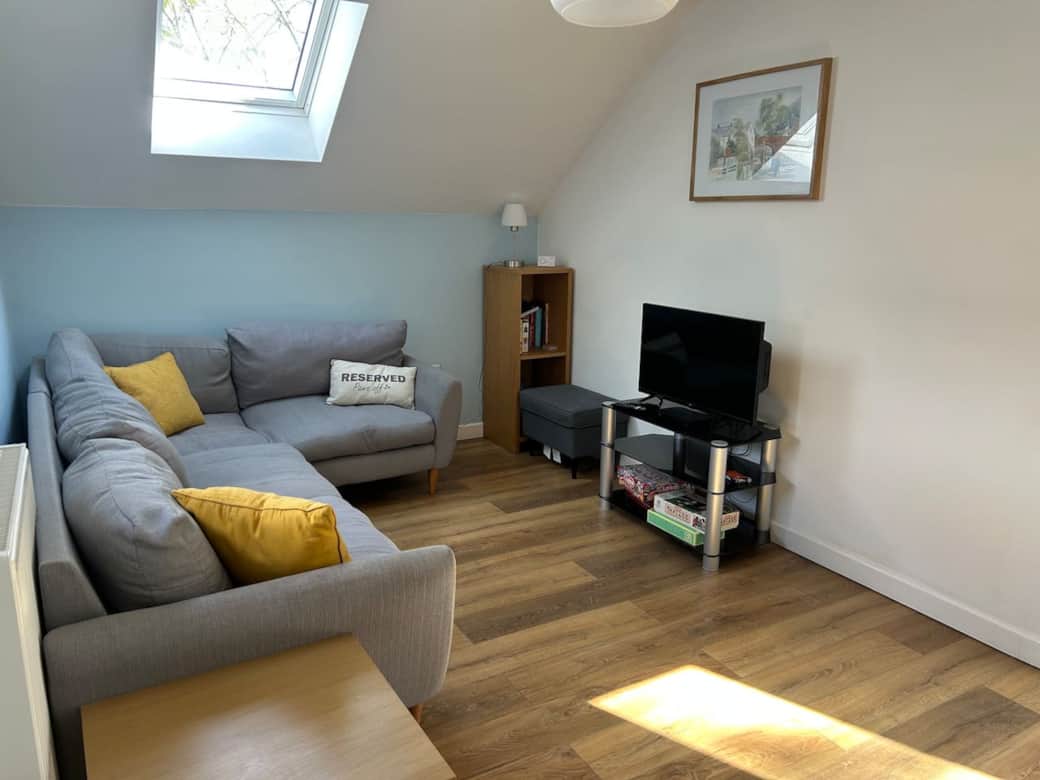 The lounge features an L shaped sofa, table, TV and Sky box.
TV includes Sports and Netflix plus login for prime and DVD player.
This area is not suitable for sleeping in as the sofa isn’t a sofa bed and there are no blinds on the Velux windows. The lounge features an L shaped sofa, table, TV and Sky box.
TV includes Sports and Netflix plus login for prime and DVD player.
This area is not suitable for sleeping in as the sofa isn’t a sofa bed and there are no blinds on the Velux windows.