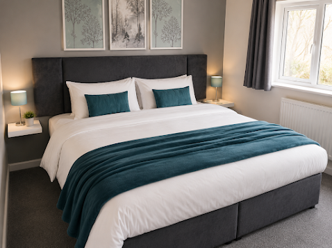 Room 3 set up as a superking. It can also be set up with twin beds.