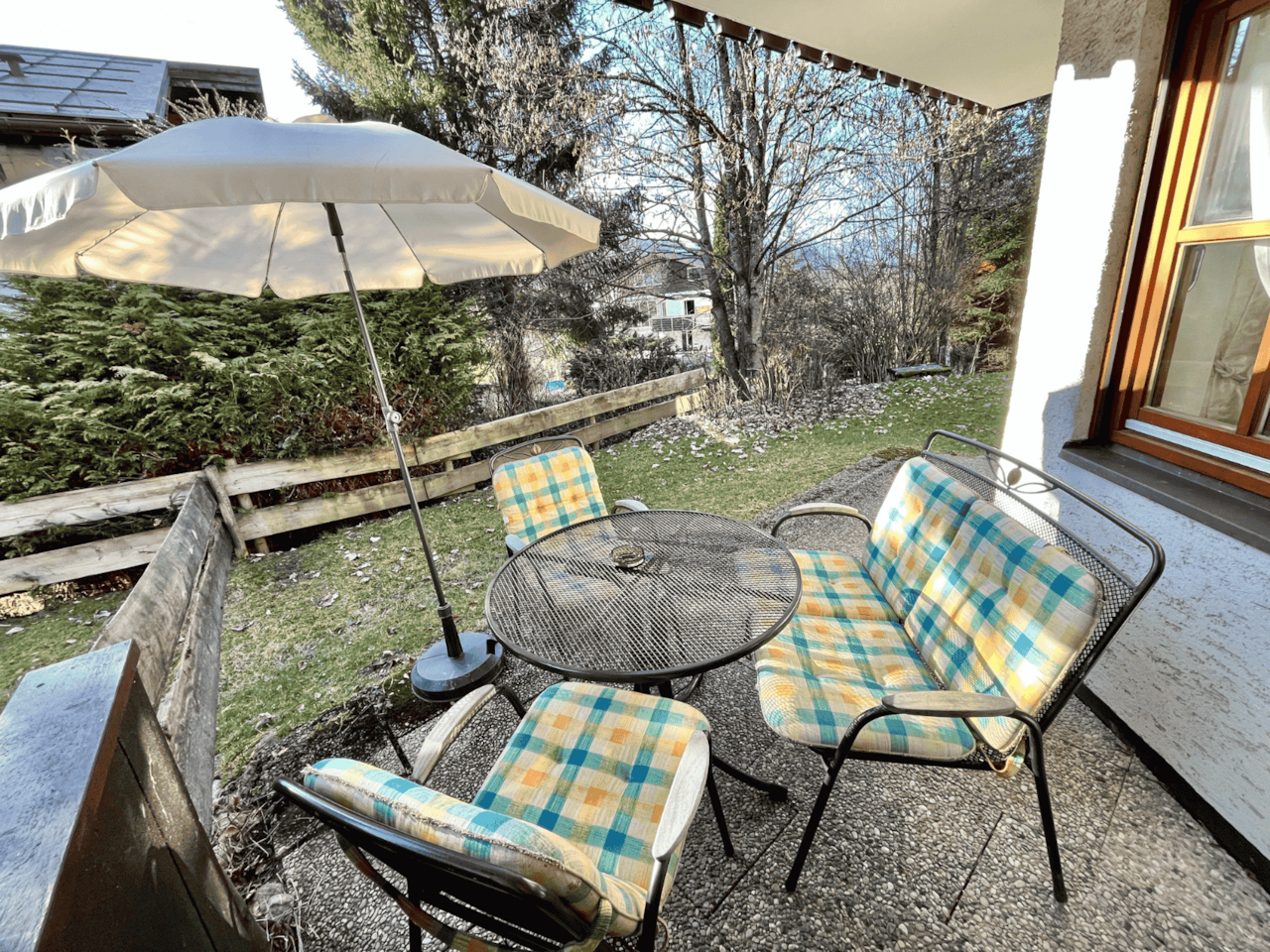 Terrace with large garden area