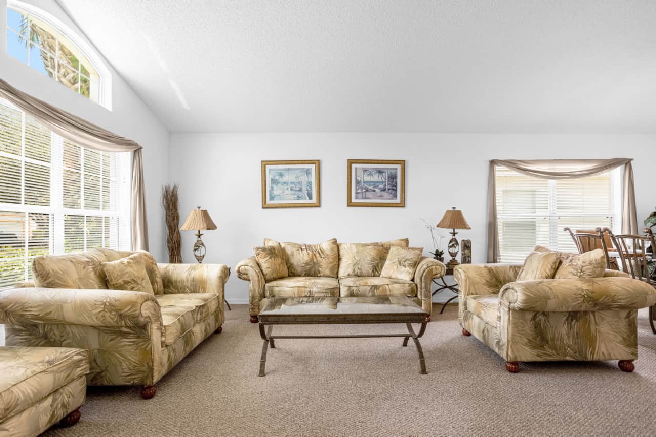 First of two seating areas, ideal if two families are sharing 