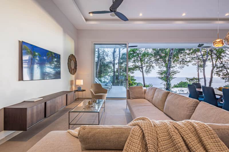 Interior of Villa Sueño Costa Rica; design led private villa with ocean views