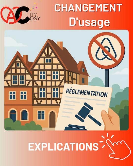 Changement d’usage Airbnb à Strasbourg 2025 · Règlementation location saisonnière · Résidence principale ou investissement locatif · Centre-ville élargi et compensation obligatoire · Guide CityCosy pour propriétaires en Alsace