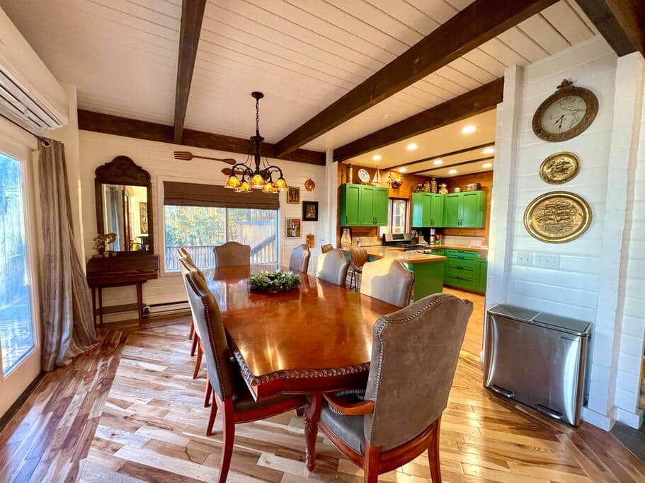 Dining room and kitchen. Dining room and kitchen.