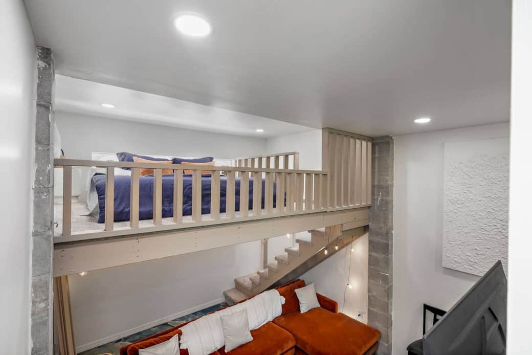 view of loft from the bathroom