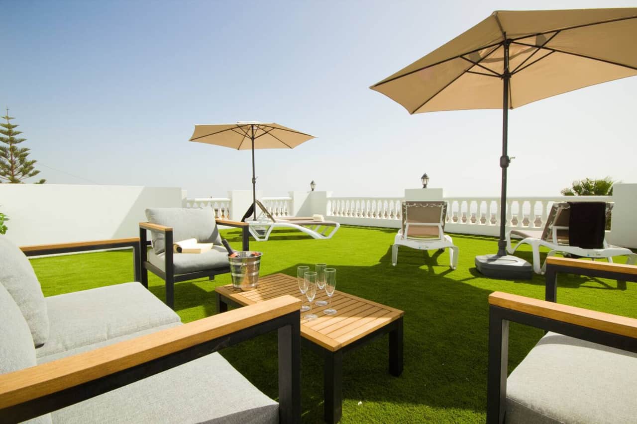 Spacious outdoor area with private pool in a luxury Lanzarote villa