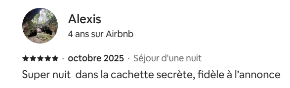 Avis Airbnb - La Cachette Secrète