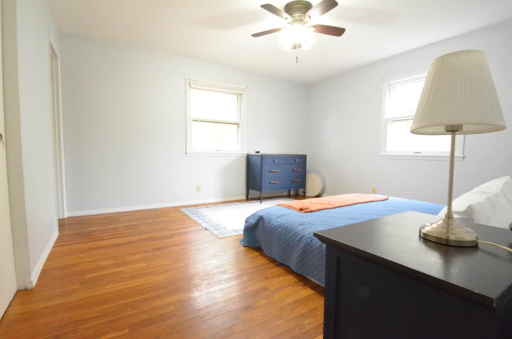 Primary Bedroom - King bed, ensuite, Roku TV and power for your devices.