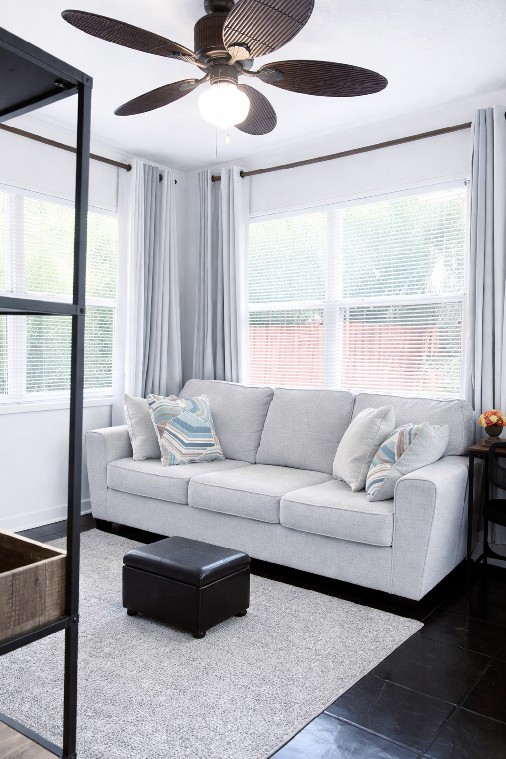 Cozy TV space with a large pull-out sofa,