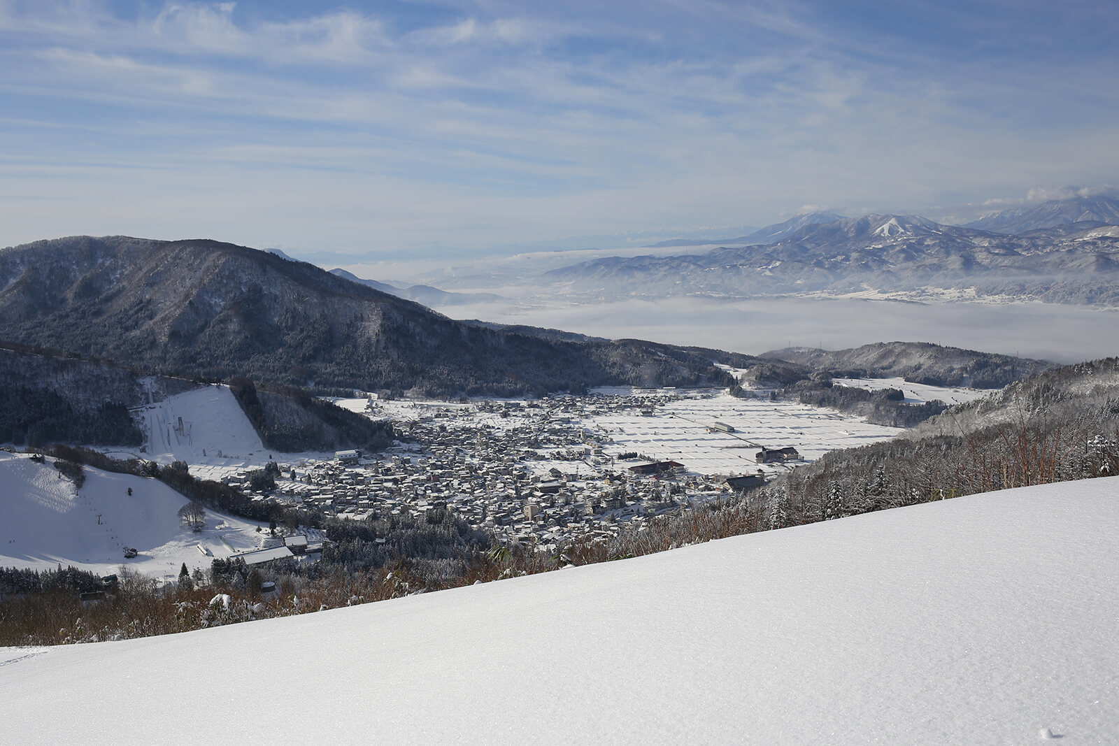The view from the top of Kandahar ski race course Nozawa Onsen