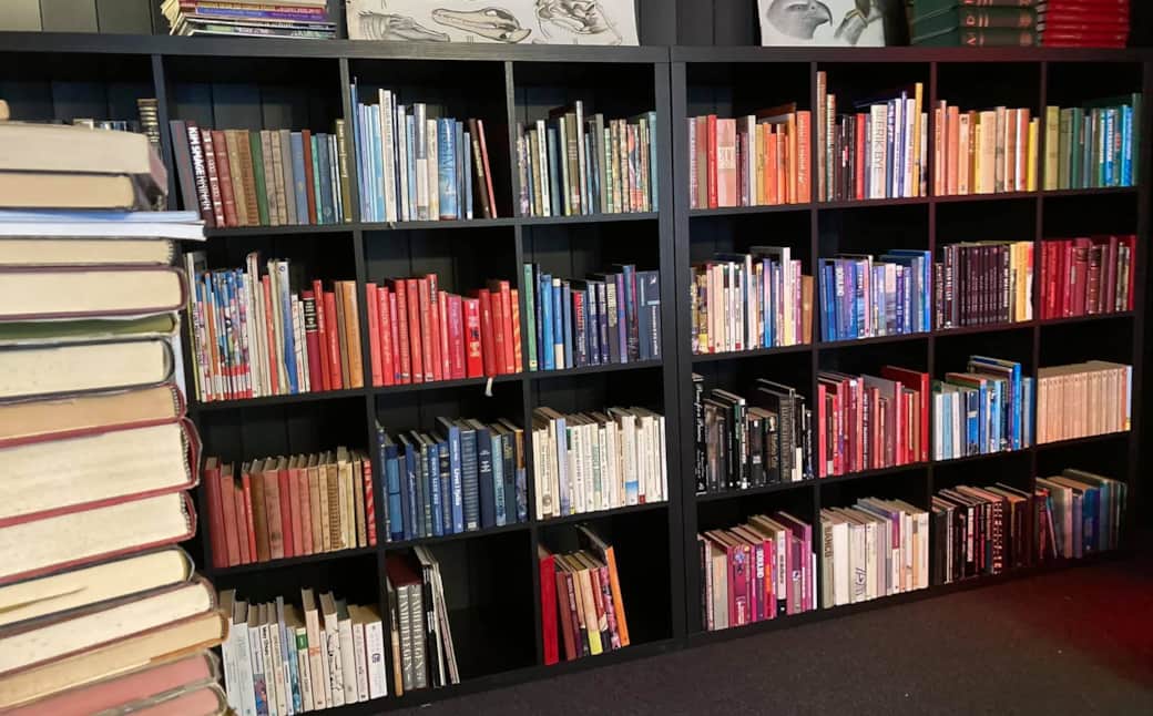 In the café, we sell books and local products