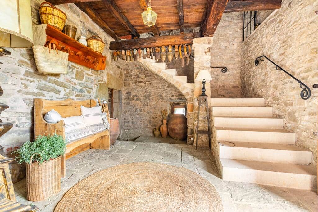 lobby and original stone staircase