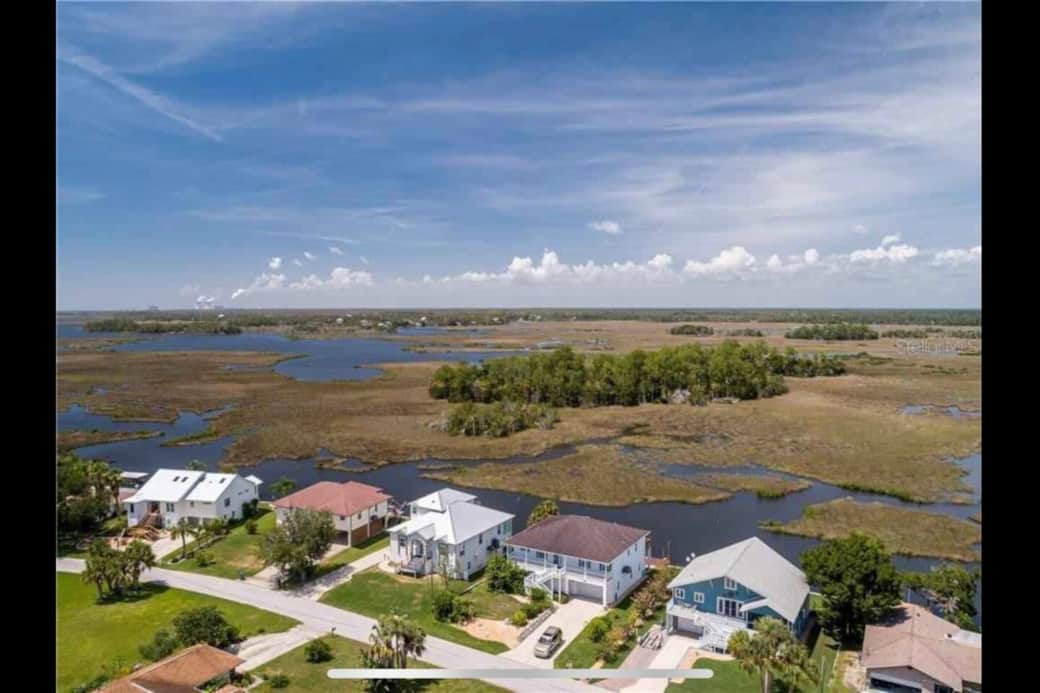 Drone view of beautiful Crystal River estuary.