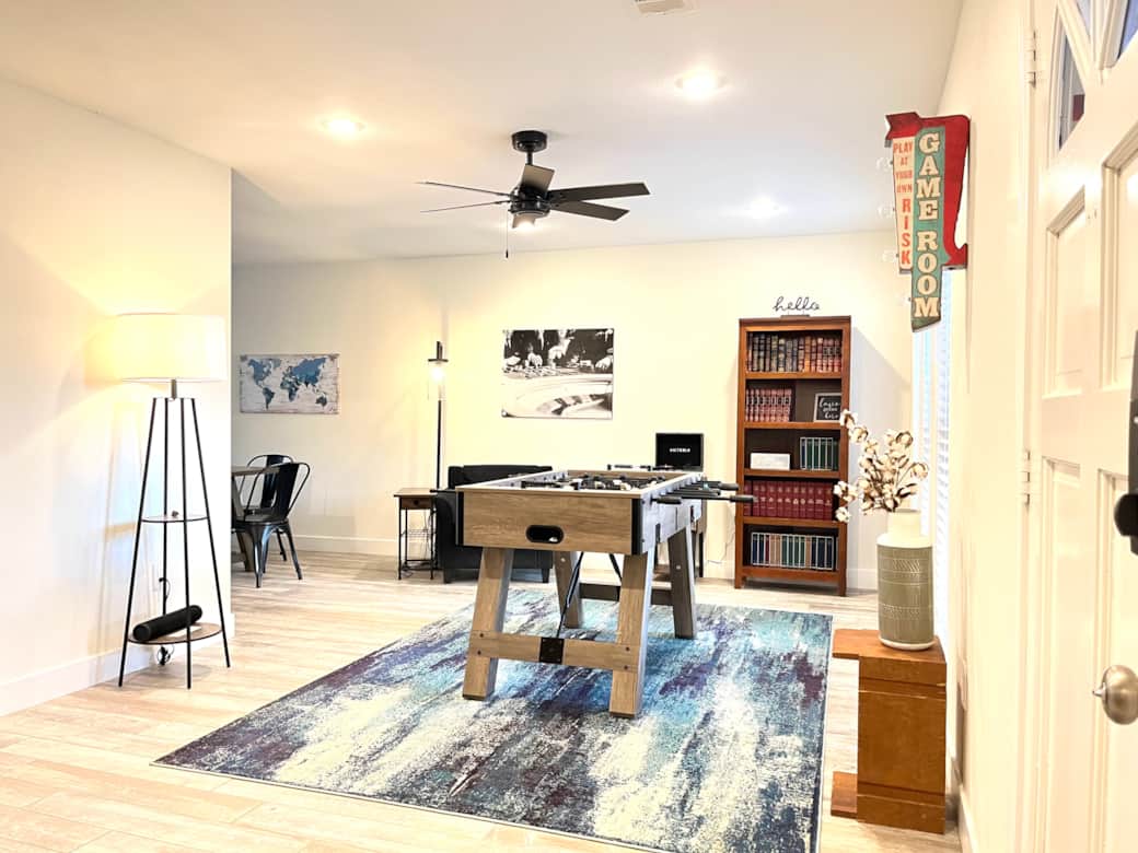 Foosball, record player, bluetooth speaker and more