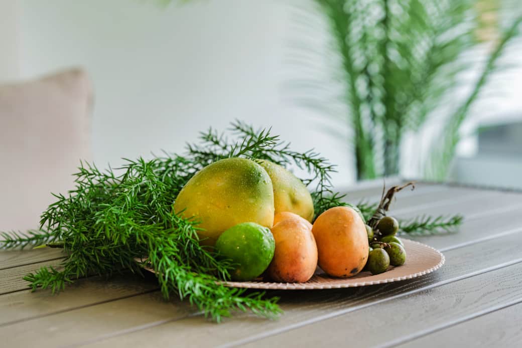 Fresh Tropical Welcome Fruit on Private Balcony Dining Table
