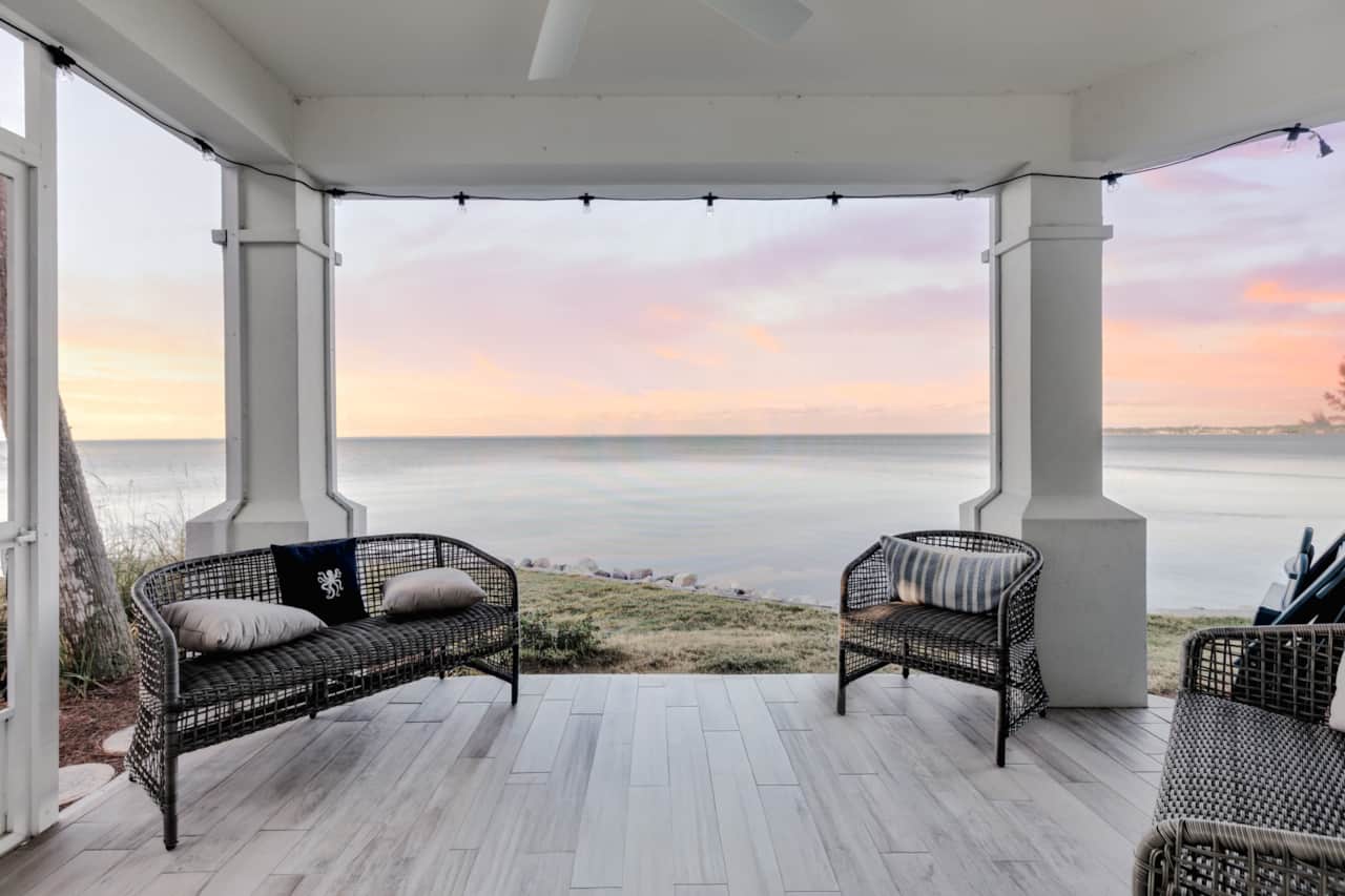 Enjoy relaxing bay views from the screen patio just off the living area.