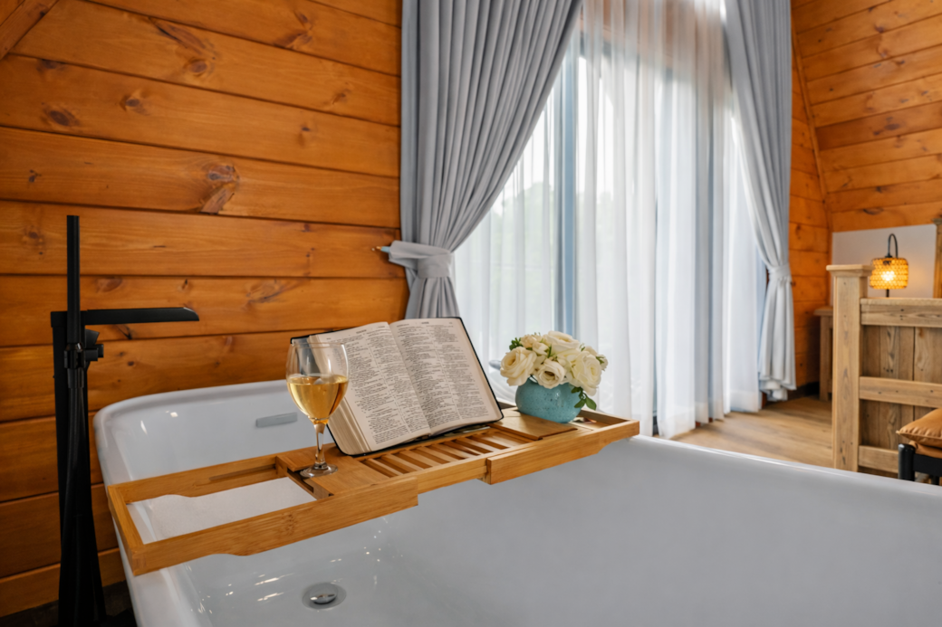Second-floor master: jacuzzi tub, skylights & private balcony retreat.