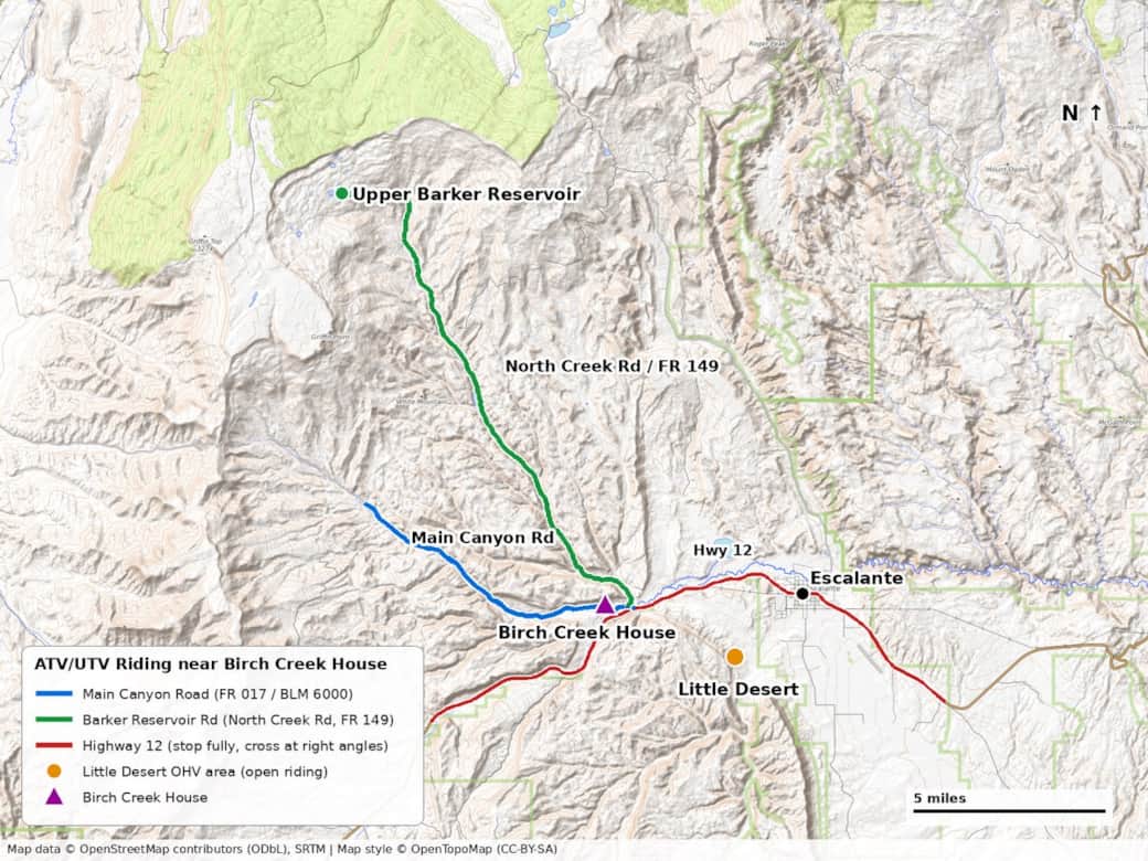 ATV/UTV riding map near Birch Creek House