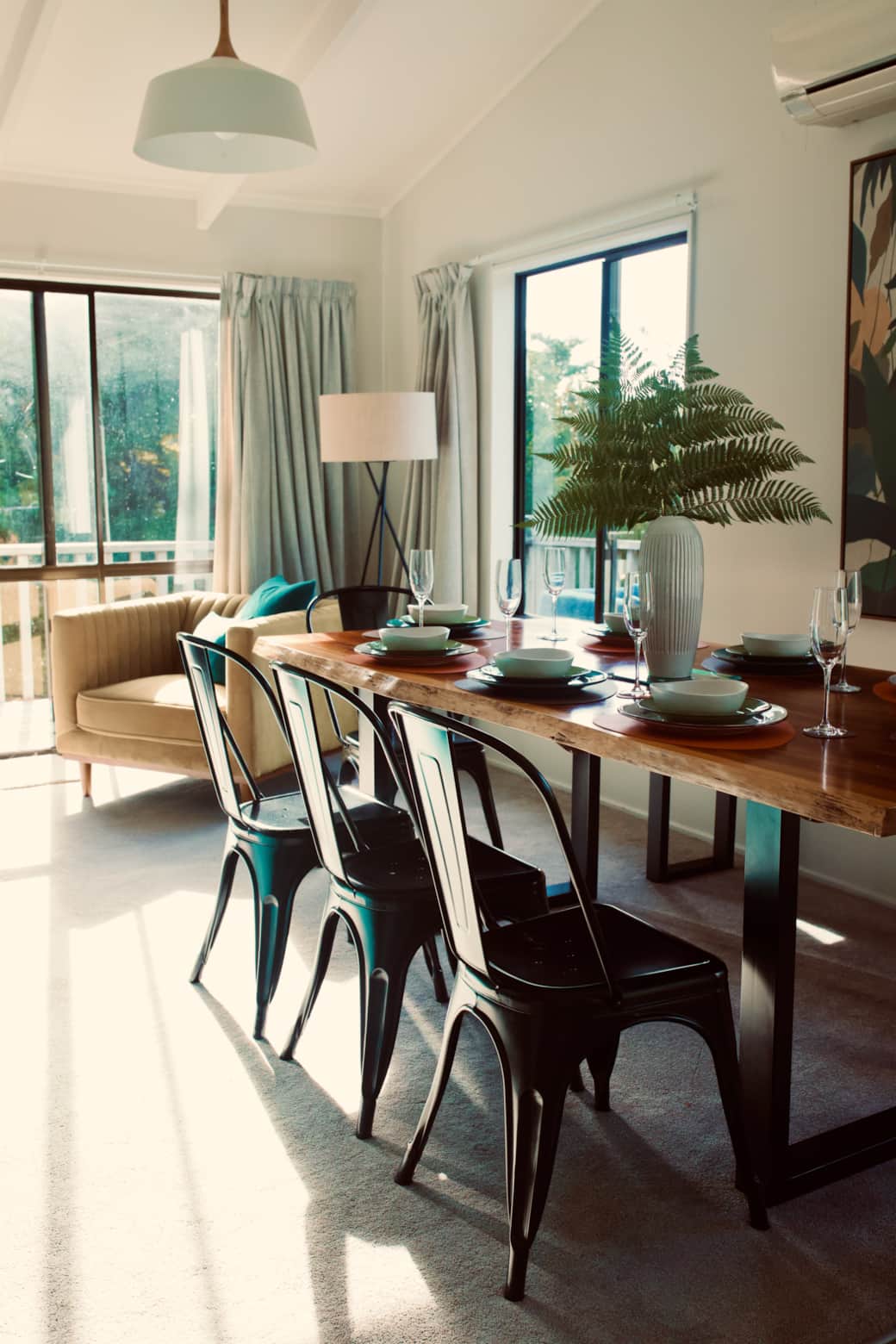 Dining for eight with treetop views