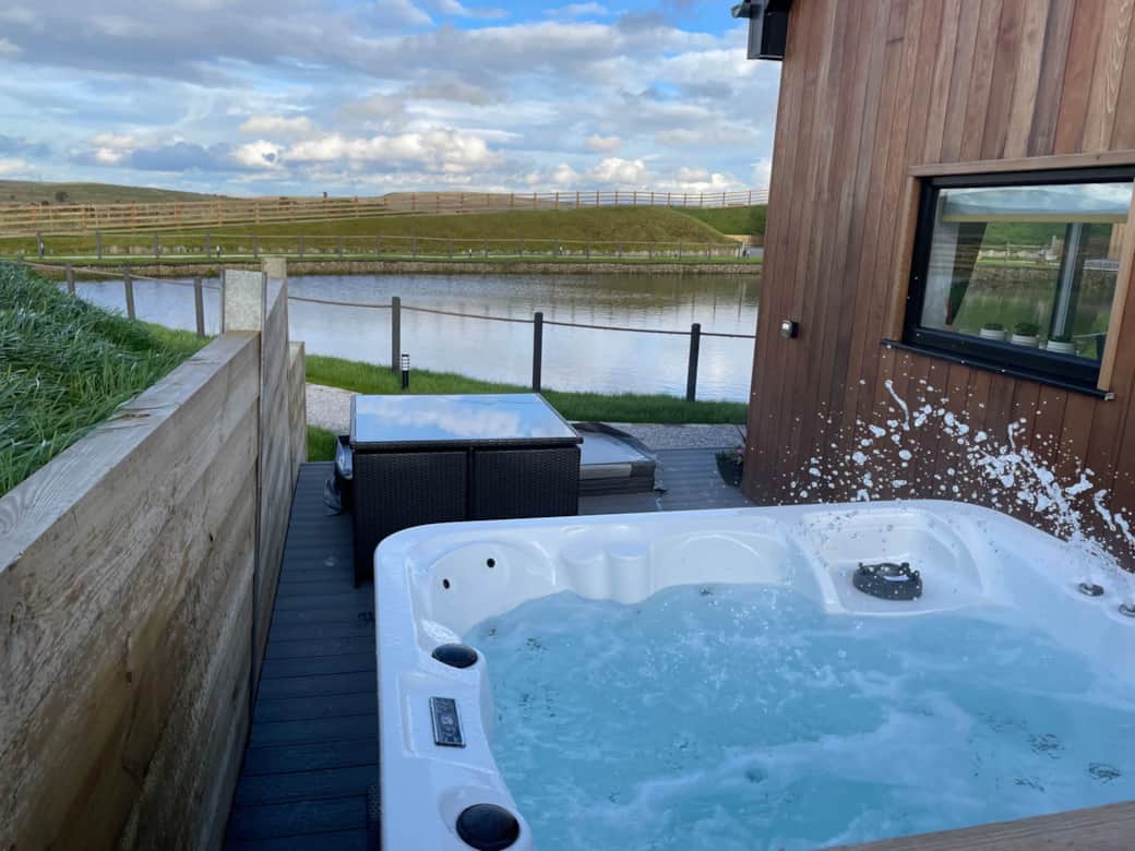 Hot tub decking area Hot tub decking area