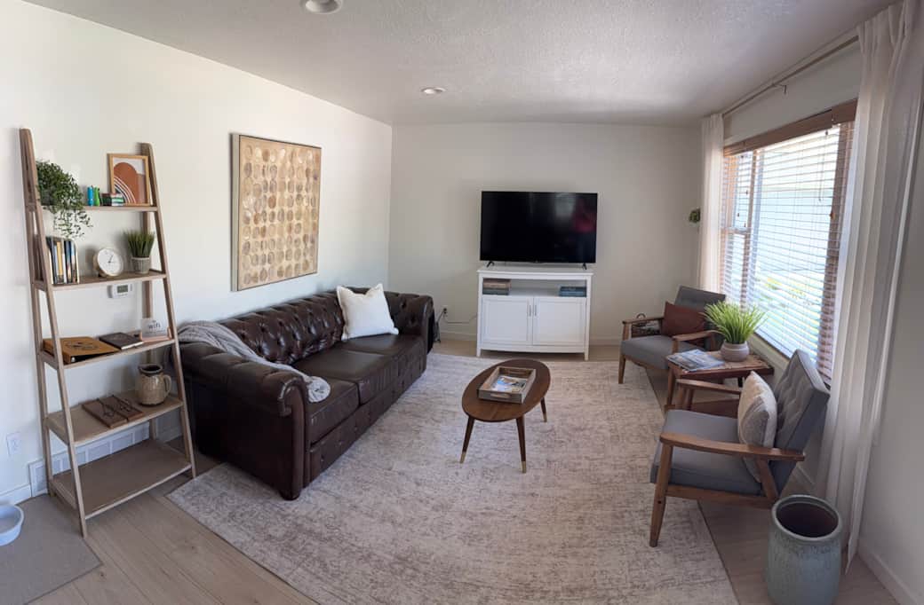 Living room perfect for family game nights, conversations and relaxing. 