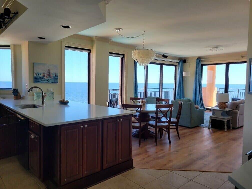 A view from the kitchen and dinning table