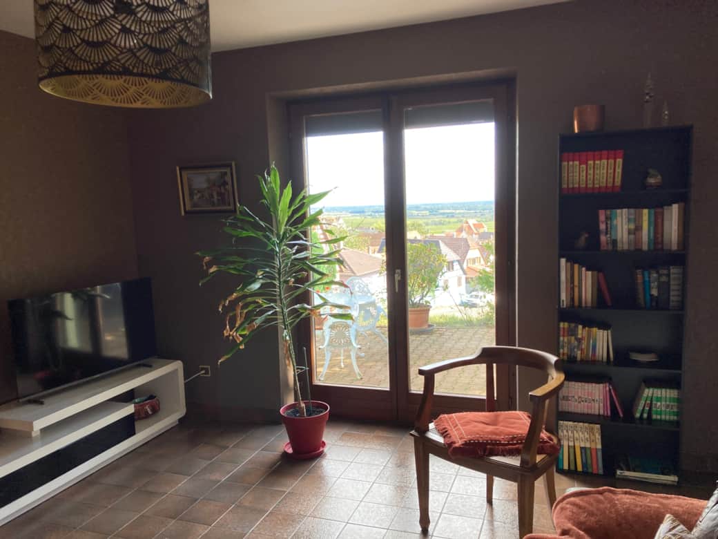 Living room with view towards the terrace on the east side 