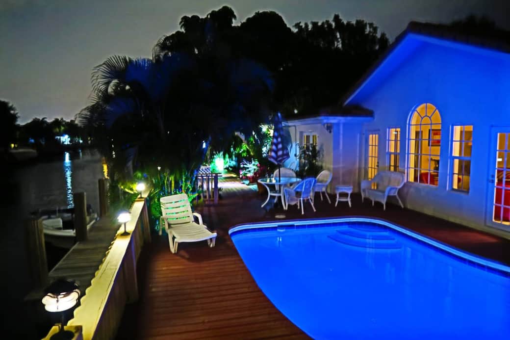 Heated pool at night