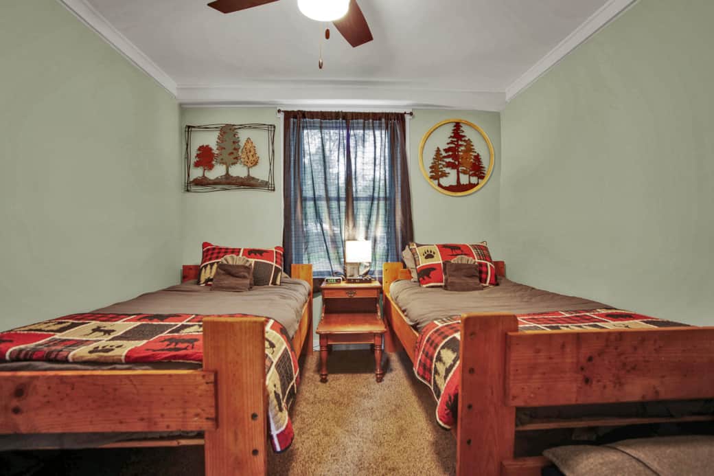Bedroom 2 - 2 twin beds, floor fan and ceiling fan available